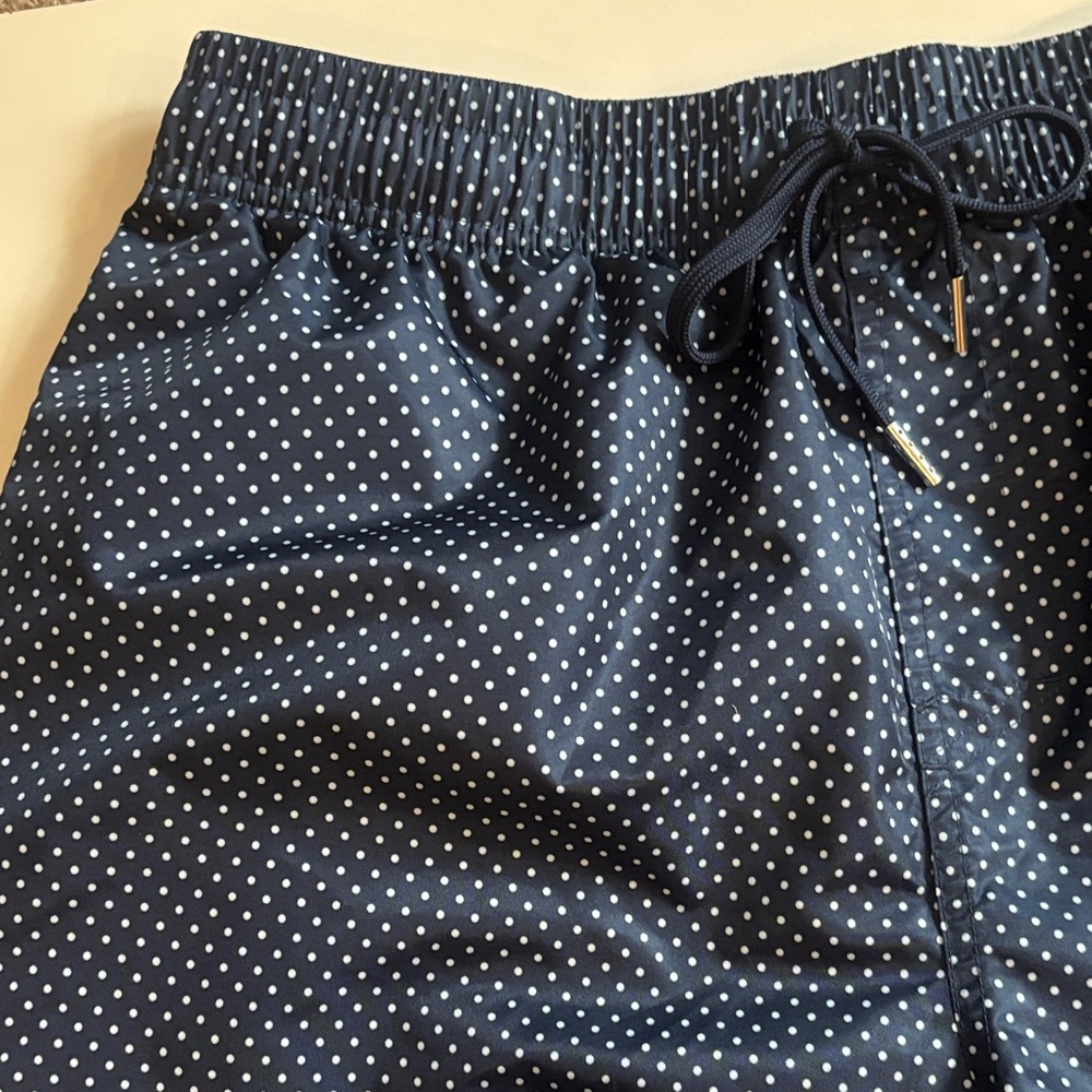 2xist Dark Blue Swim Trunks with White Swiss Dots NWOT - Picture 10 of 15